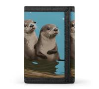 DWTJKMS Cute Otters Wallet Minimalist Mens Slim Trifold Wallets Modern Fashion Wallets Anti-Theft Wallet Holds Cards And Cash