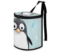 DWTJKMS Cute Penguin Car Trash Can with Lid Large Capacity Hanging Auto Trash Bin Leak-Proof Waterproof Trash Bin Cars Must Haves Interior Accessories