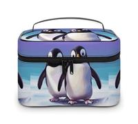 DWTJKMS Cute Penguin Makeup Bag, Cosmetic Organizer Case Large Portable Capacity Make Up Bags Women Travel Toiletry Bags with Handle And Divider