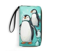 DWTJKMS Cute Penguins Long Wallet Slim PU Leather Wallets for Men Women Minimalist Wallet with Card Slots, white, 19.7x10.5cm