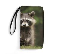 DWTJKMS Cute Raccoon Long Wallet Slim PU Leather Wallets for Men Women Minimalist Wallet with Card Slots, white, 19.7x10.5cm