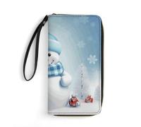 DWTJKMS Cute Snowman Long Wallet Slim PU Leather Wallets for Men Women Minimalist Wallet with Card Slots, white, 19.7x10.5cm