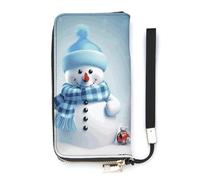 DWTJKMS Cute Snowman Long Wallet Slim PU Leather Wallets for Men Women Minimalist Wallet with Card Slots, white, 20x10.5cm