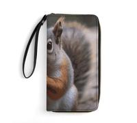 DWTJKMS Cute Squirrel Long Wallet Slim PU Leather Wallets for Men Women Minimalist Wallet with Card Slots, white, 19.7x10.5cm