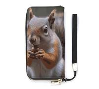 DWTJKMS Cute Squirrel Long Wallet Slim PU Leather Wallets for Men Women Minimalist Wallet with Card Slots, white, 20x10.5cm