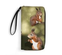 DWTJKMS Cute Squirrels Long Wallet Slim PU Leather Wallets for Men Women Minimalist Wallet with Card Slots, white, 19.7x10.5cm