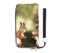 DWTJKMS Cute Squirrels Long Wallet Slim PU Leather Wallets for Men Women Minimalist Wallet with Card Slots, white, 20x10.5cm