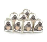 DWTJKMS Cute Walrus Gift Pouches 8PCS Portable Small Drawstring Storage Bags Pouches Reusable Cotton Linen Bunches Pocket For Wedding, Travel, Office, Workout (Unisex)