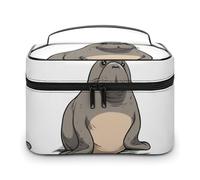 DWTJKMS Cute Walrus Makeup Bag, Cosmetic Organizer Case Large Portable Capacity Make Up Bags Women Travel Toiletry Bags with Handle And Divider