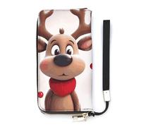DWTJKMS Cute Xmas Reindeer Long Wallet Slim PU Leather Wallets for Men Women Minimalist Wallet with Card Slots, white, 20x10.5cm