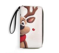 DWTJKMS Cute Xmas Reindeer Long Wallet Slim PU Leather Wallets for Men Women Minimalist Wallet with Card Slots, white, 19.7x10.5cm