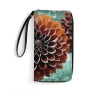 DWTJKMS Dahlia Flower Long Wallet Slim PU Leather Wallets for Men Women Minimalist Wallet with Card Slots, white, 19.7x10.5cm