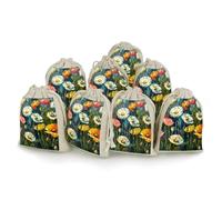 DWTJKMS Dark Green Plants Gift Pouches 8PCS Portable Small Drawstring Storage Bags Pouches Reusable Cotton Linen Bunches Pocket For Wedding, Travel, Office, Workout (Unisex)