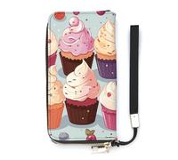 DWTJKMS Delicious Cupcakes Long Wallet Slim PU Leather Wallets for Men Women Minimalist Wallet with Card Slots, white, 20x10.5cm