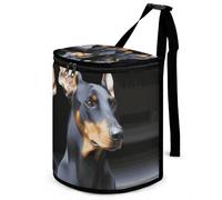 DWTJKMS Doberman Car Trash Can with Lid Large Capacity Hanging Auto Trash Bin Leak-Proof Waterproof Trash Bin Cars Must Haves Interior Accessories