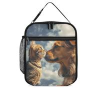 DWTJKMS Dog And Cat Face to Face Insulated Lunch Bag, Leakproof Cooler Bag for Men Women, with Handle Reusable Insulated Lunch Box for Office Work Picnic