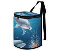 DWTJKMS Dolphin and Fish Car Trash Can with Lid Large Capacity Hanging Auto Trash Bin Leak-Proof Waterproof Trash Bin Cars Must Haves Interior Accessories