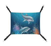 DWTJKMS Dolphin and Fish Cat Hammock Soft Sleeping Hammocks Adjustable Pet Hammock All Season Use for Cats, Ferret, Puppy, Rabbits, Small Animals (Classical)