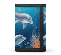 DWTJKMS Dolphin And Fish Wallet Minimalist Mens Slim Trifold Wallets Modern Fashion Wallets Anti-Theft Wallet Holds Cards And Cash