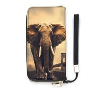 DWTJKMS Elephant On A Bridge Long Wallet Slim PU Leather Wallets for Men Women Minimalist Wallet with Card Slots, white, 20x10.5cm