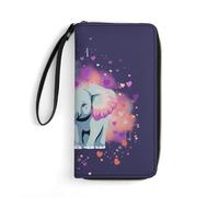 DWTJKMS Elephant Sprays Love Long Wallet Slim PU Leather Wallets for Men Women Minimalist Wallet with Card Slots, white, 19.7x10.5cm