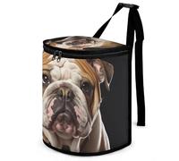 DWTJKMS English Bulldog Car Trash Can with Lid Large Capacity Hanging Auto Trash Bin Leak-Proof Waterproof Trash Bin Cars Must Haves Interior Accessories