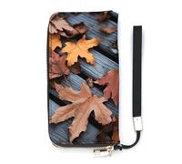 DWTJKMS Fall Leaves Wood Long Wallet Slim PU Leather Wallets for Men Women Minimalist Wallet with Card Slots, white, 20x10.5cm