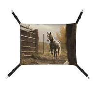 DWTJKMS Fence and Horse Cat Hammock Soft Sleeping Hammocks Adjustable Pet Hammock All Season Use for Cats, Ferret, Puppy, Rabbits, Small Animals (Classical)