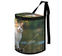 DWTJKMS Fishing Cat Car Trash Can with Lid Large Capacity Hanging Auto Trash Bin Leak-Proof Waterproof Trash Bin Cars Must Haves Interior Accessories