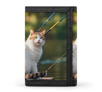 DWTJKMS Fishing Cat Wallet Minimalist Mens Slim Trifold Wallets Modern Fashion Wallets Anti-Theft Wallet Holds Cards And Cash