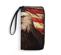 DWTJKMS Flag And Eagle Long Wallet Slim PU Leather Wallets for Men Women Minimalist Wallet with Card Slots, white, 19.7x10.5cm