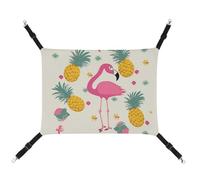 DWTJKMS Flamingo and Pineapple Cat Hammock Soft Sleeping Hammocks Adjustable Pet Hammock All Season Use for Cats, Ferret, Puppy, Rabbits, Small Animals (Classical)