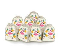 DWTJKMS Flamingo And Pineapple Gift Pouches 8PCS Portable Small Drawstring Storage Bags Pouches Reusable Cotton Linen Bunches Pocket For Wedding, Travel, Office, Workout (Unisex)