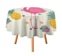 DWTJKMS Flamingo and Pineapple Round Tablecloth, Picnic Dinner Party Decor Table Covers Summer Fall Outdoor Circle Cover 36x36in for Wedding Birthday Patio Party