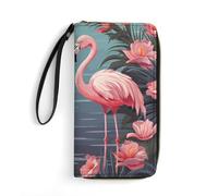 DWTJKMS Flock of Tropical Flamingos Long Wallet Slim PU Leather Wallets for Men Women Minimalist Wallet with Card Slots, white, 19.7x10.5cm