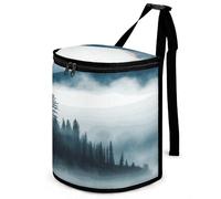 DWTJKMS Foggy Mountains Landscape Car Trash Can with Lid Large Capacity Hanging Auto Trash Bin Leak-Proof Waterproof Trash Bin Cars Must Haves Interior Accessories