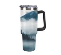 DWTJKMS Foggy Mountains Landscape Stainless Steel Tumbler 40 Oz Leak-proof Large Capacity Car Cup with Handle Straw Double Wall Vacuum Insulated Cup Reusable Keeps Cold Or Hot Black-style