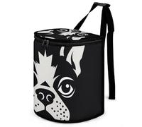 DWTJKMS French Bulldog Car Trash Can with Lid Large Capacity Hanging Auto Trash Bin Leak-Proof Waterproof Trash Bin Cars Must Haves Interior Accessories