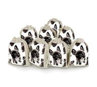 DWTJKMS French Bulldog Gift Pouches 8PCS Portable Small Drawstring Storage Bags Pouches Reusable Cotton Linen Bunches Pocket For Wedding, Travel, Office, Workout (Unisex)