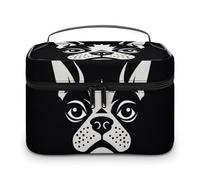 DWTJKMS French Bulldog Makeup Bag, Cosmetic Organizer Case Large Portable Capacity Make Up Bags Women Travel Toiletry Bags with Handle And Divider