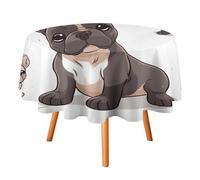 DWTJKMS French Bulldog Round Tablecloth, Picnic Dinner Party Decor Table Covers Summer Fall Outdoor Circle Cover 50x50in for Wedding Birthday Patio Party
