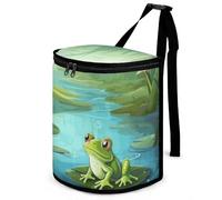 DWTJKMS Frog in A Pond Car Trash Can with Lid Large Capacity Hanging Auto Trash Bin Leak-Proof Waterproof Trash Bin Cars Must Haves Interior Accessories