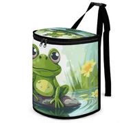 DWTJKMS Frog in A Pond Car Trash Can with Lid Large Capacity Hanging Auto Trash Bin Leak-Proof Waterproof Trash Bin Cars Must Haves Interior Accessories