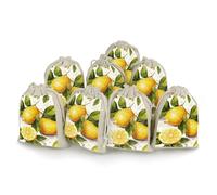 DWTJKMS Fruits Lemon Gift Pouches 8PCS Portable Small Drawstring Storage Bags Pouches Reusable Cotton Linen Bunches Pocket For Wedding, Travel, Office, Workout (Unisex)