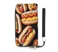 DWTJKMS Fun Food Hot Dogs Long Wallet Slim PU Leather Wallets for Men Women Minimalist Wallet with Card Slots, white, 20x10.5cm
