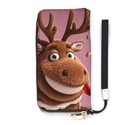 DWTJKMS Funny Christmas Moose Long Wallet Slim PU Leather Wallets for Men Women Minimalist Wallet with Card Slots, white, 20x10.5cm