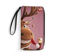 DWTJKMS Funny Christmas Moose Long Wallet Slim PU Leather Wallets for Men Women Minimalist Wallet with Card Slots, white, 19.7x10.5cm