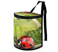 DWTJKMS Funny Ladybug Holding Umbrellas Car Trash Can with Lid Large Capacity Hanging Auto Trash Bin Leak-Proof Waterproof Trash Bin Cars Must Haves Interior Accessories
