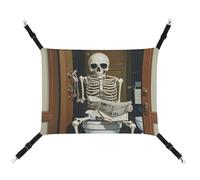 DWTJKMS Funny Skeleton Bathroom Canvas Cat Hammock Soft Sleeping Hammocks Adjustable Pet Hammock All Season Use for Cats, Ferret, Puppy, Rabbits, Small Animals (Classical)