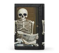 DWTJKMS Funny Skeleton Bathroom Canvas Wallet Minimalist Mens Slim Trifold Wallets Modern Fashion Wallets Anti-Theft Wallet Holds Cards And Cash